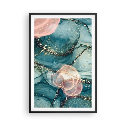 Affisch i svart ram - Sidenblå, tyllrosa - 61x91 cm