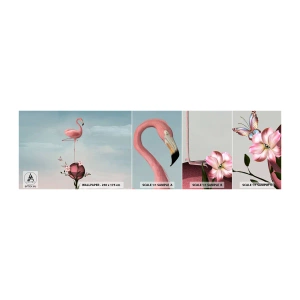 Provbit av självhäftande fototapet Deluxe Sticker - Basketbollens allegori - Abstraktion, Flamingo, Fågel - 100x30 cm