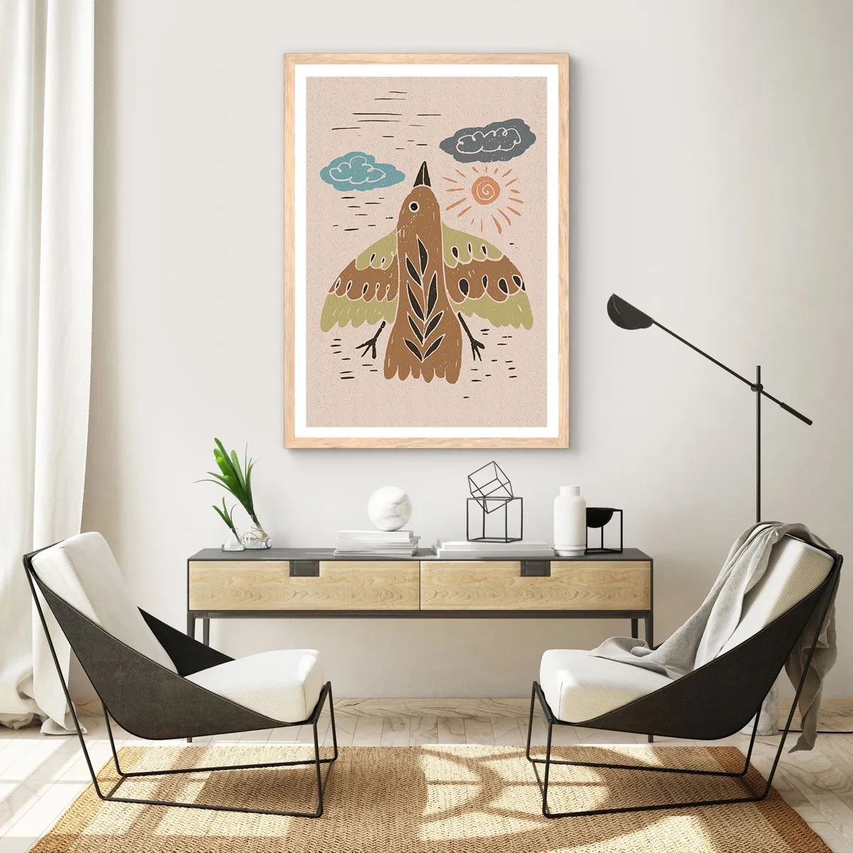 Affisch i ram av ljusek - Glädjefylld flygning - 61x91 cm