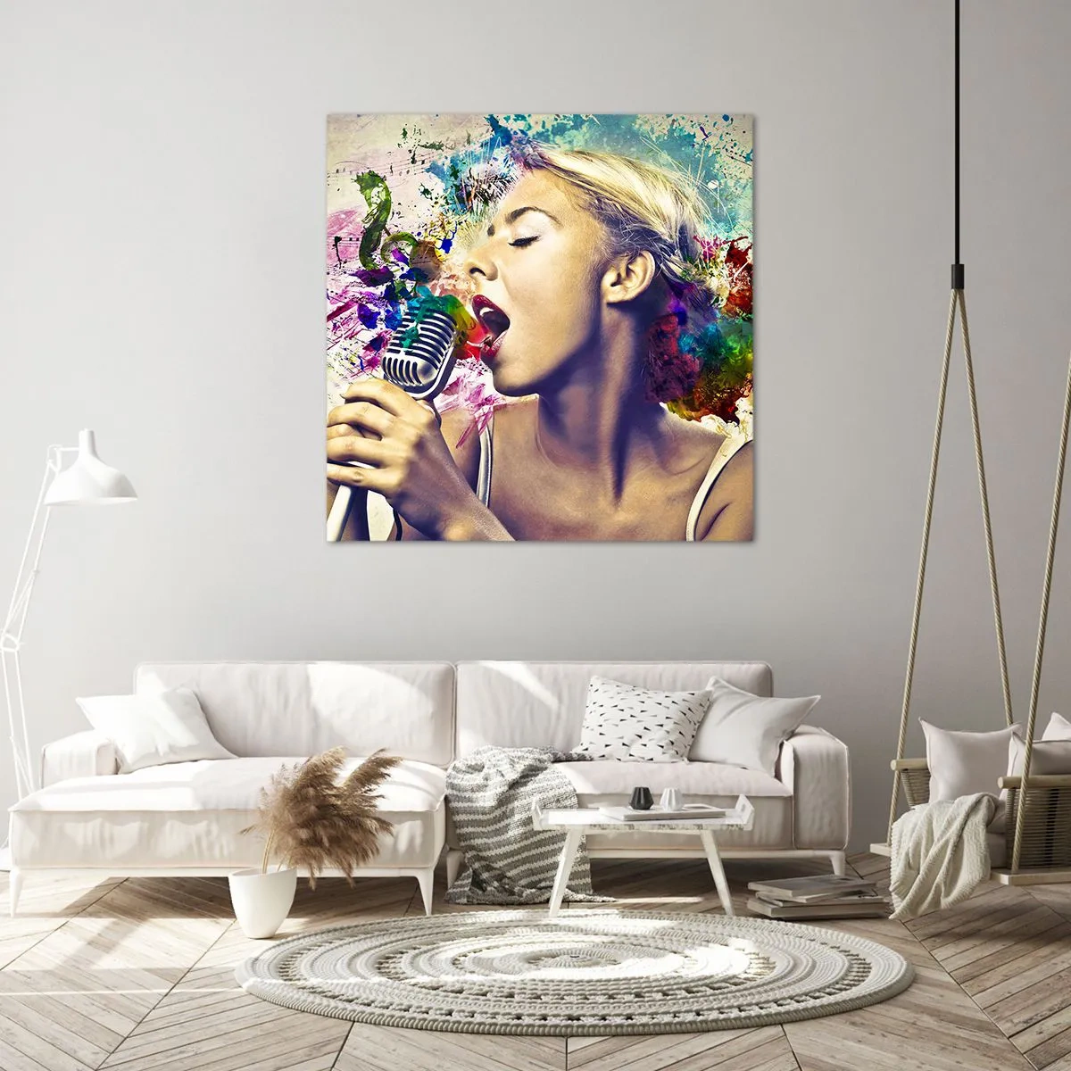 Canvastavla - Bild på duk - Måla världen med rösten - 70x70 cm