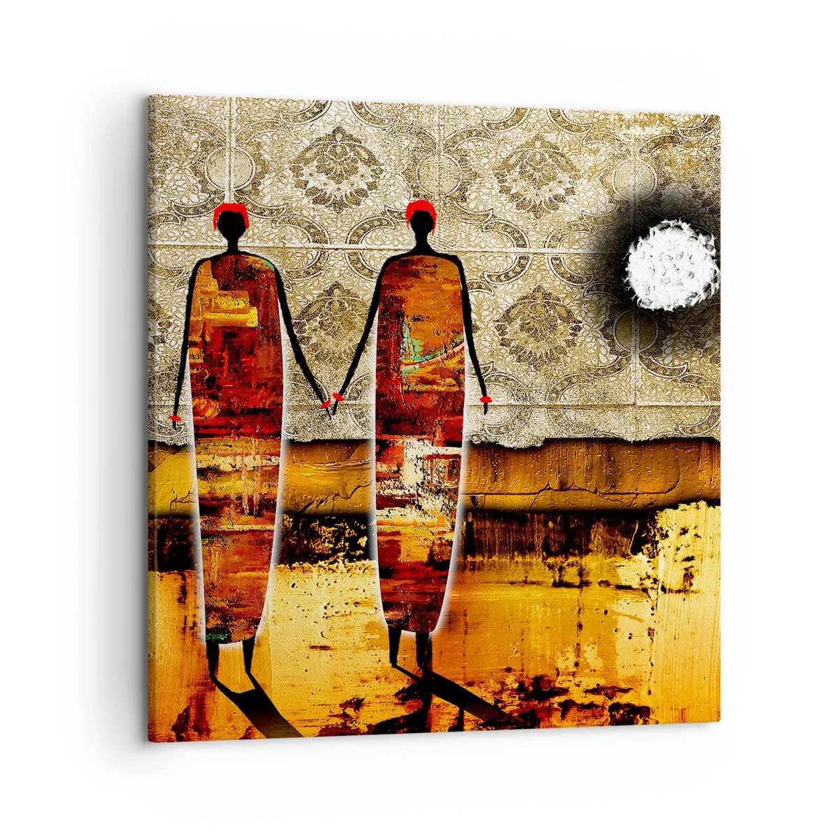 Canvastavla - Bild på duk - Etnisk komposition i Afrikas färger - 50x50 cm