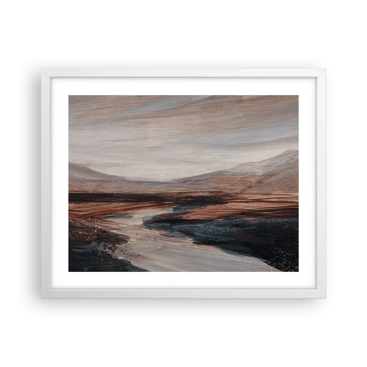 Affisch i vit ram - Fridfull dal - 50x40 cm