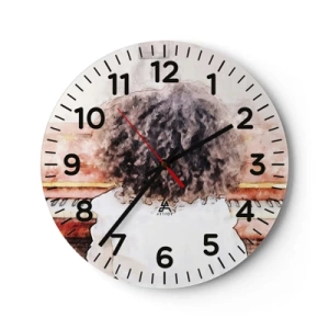 Väggklocka - Klocka på glas - I en ny värld - 30x30 cm