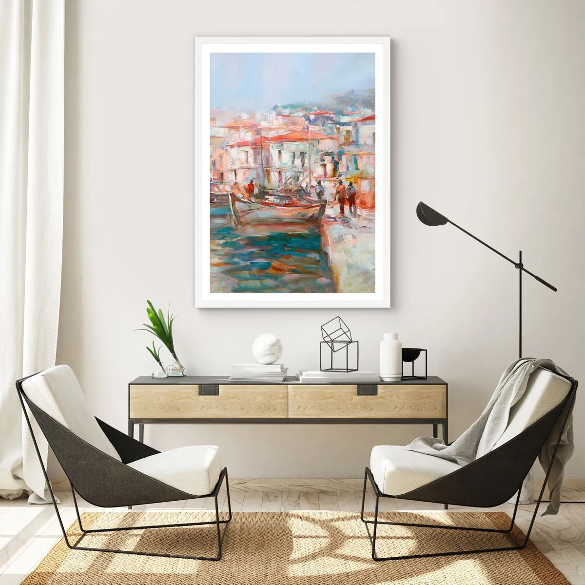 Affisch i vit ram - Pastellfärgad semester - 61x91 cm