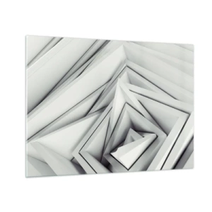 Glastavla - Bild på glas - Tredimensionella geometriska former i grå nyanser - 70x50cm - Blommande vassa kanter - Modern väggdekoration för vardagsrum och sovrum ARTTOR