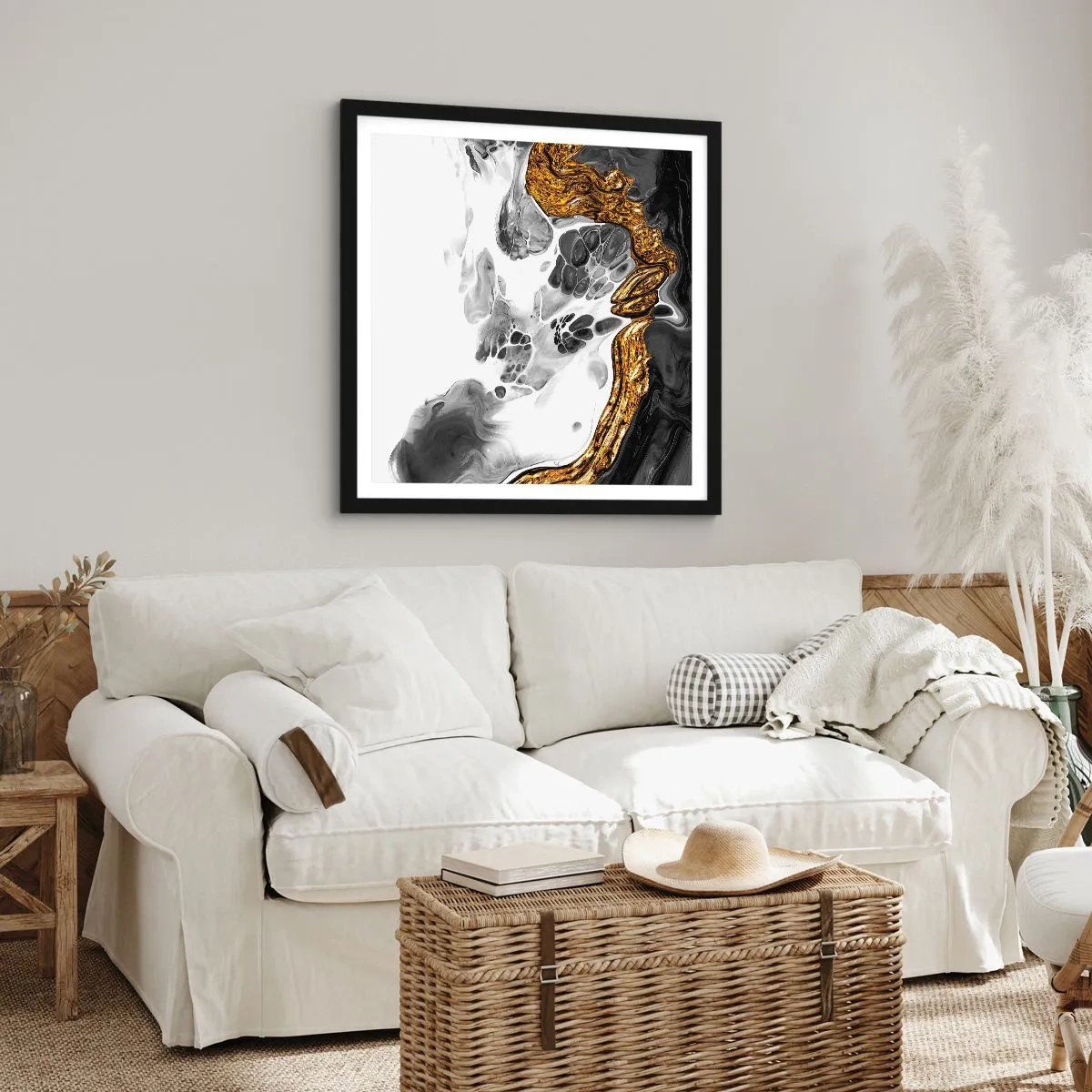 Affisch i svart ram - Organisk komposition - 40x40 cm