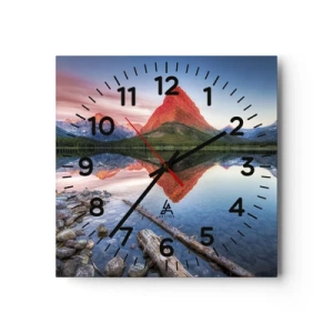 Väggklocka - Klocka på glas - Glöd och kyla - 30x30 cm