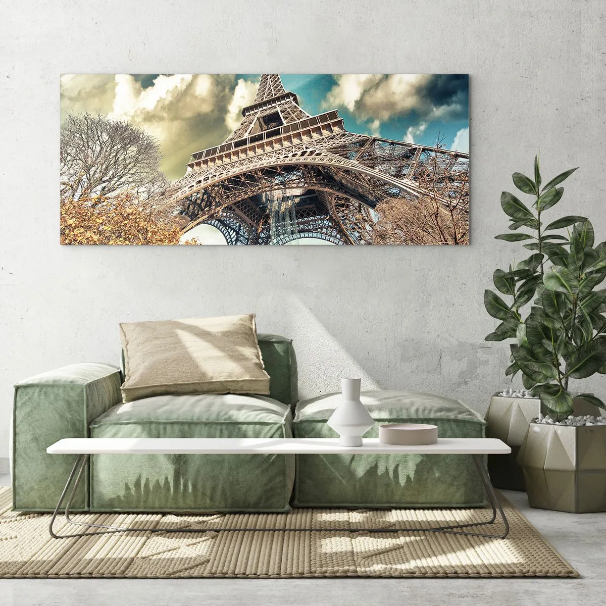 Glastavla - Bild på glas - Och på hösten i Paris... - 120x50 cm