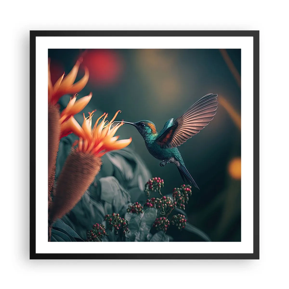 Affisch i svart ram - Ett verkligt färgglatt liv - 60x60 cm