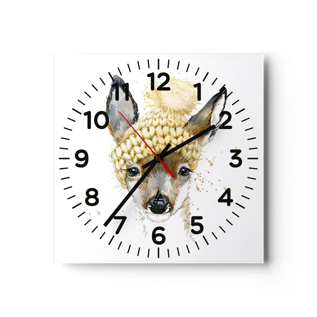 Väggklocka - Klocka på glas - För vinter i insnöad skog - 30x30 cm