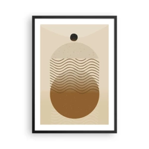 Affisch i svart ram - Ett minimalistiskt mönster med vågor och geometriska former - 50x70cm - Om geometriska figurers ursprung - Modern väggdekoration för vardagsrum och sovrum ARTTOR