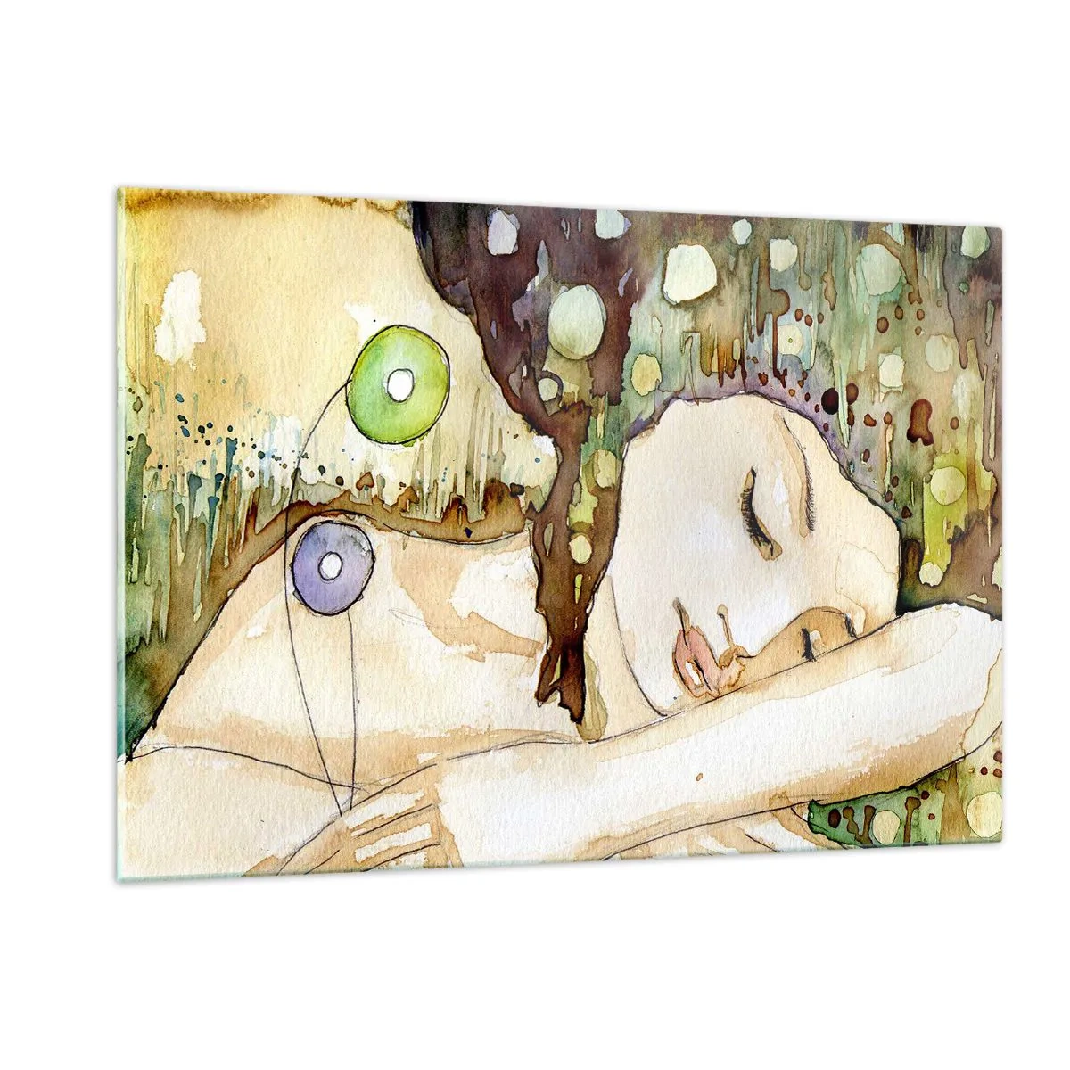 Glastavla - Bild på glas - Smaragd-viol dröm - 120x80 cm