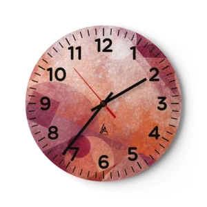 Väggklocka - Klocka på glas - Geometriska omvandlingar i rosa - 40x40 cm