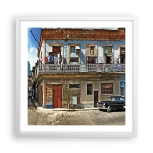 Affisch i vit ram - Havana stämning - 50x50 cm