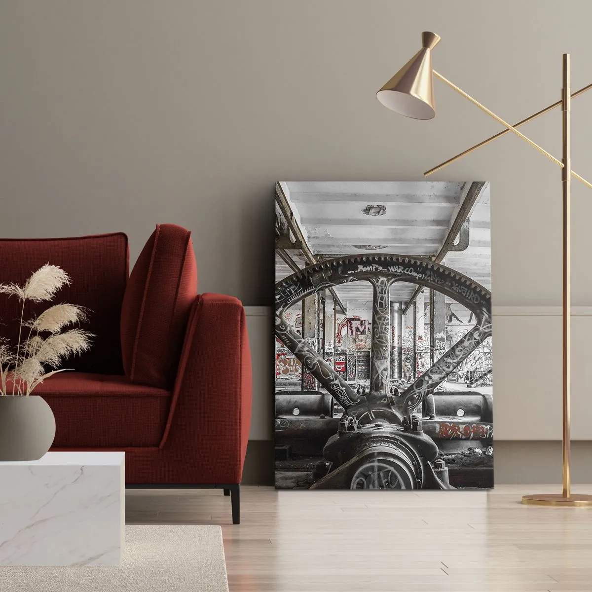 Canvastavla - Bild på duk - Fabrikens hemliga liv - 45x80 cm