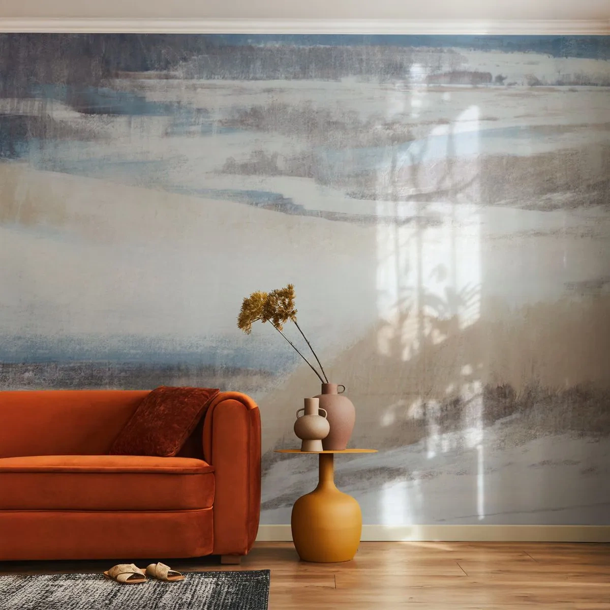 Fototapet Premium Sand - Vinterkomposition - Vinter, Bit, Pastell - 100x70 cm