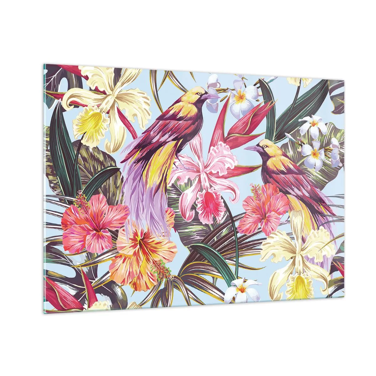 Glastavla - Bild på glas - Flingor och fjädrar - 100x70 cm