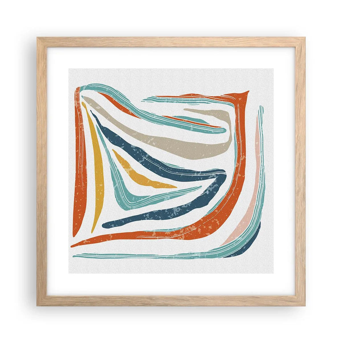 Affisch i ram av ljusek - Vänligt leende abstraktion - 40x40 cm