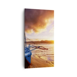 Canvastavla - Bild på duk - Lägga sig på sanden efter hela dan - 55x100 cm