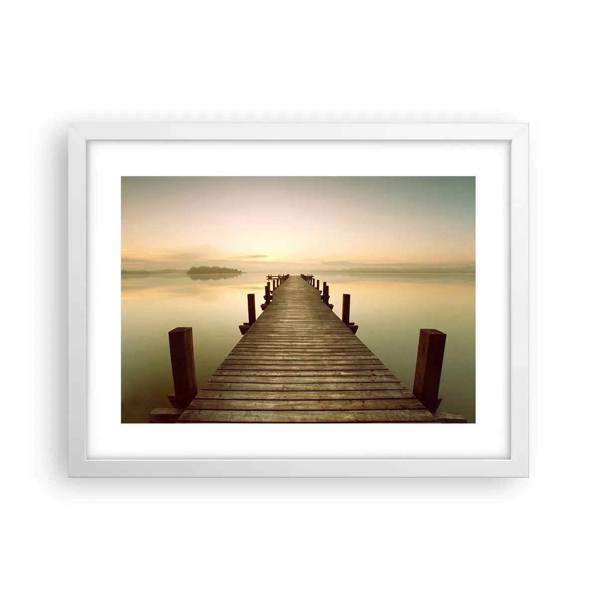 Affisch i vit ram - Förgryning, gryning, ljus - 40x30 cm