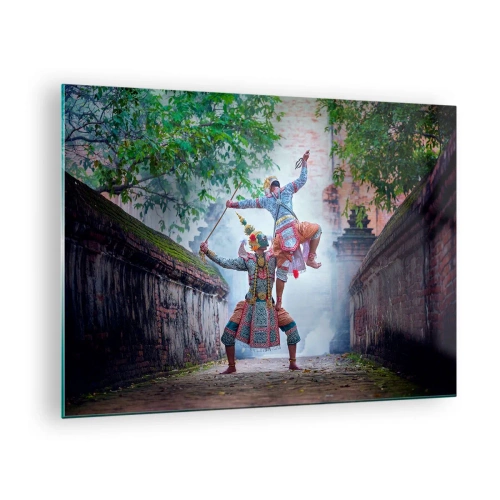 Glastavla - Bild på glas - Traditionell dans i en historisk miljö med livfulla färger - 70x50cm - Dödligt vacker dans - Modern väggdekoration för vardagsrum och sovrum ARTTOR