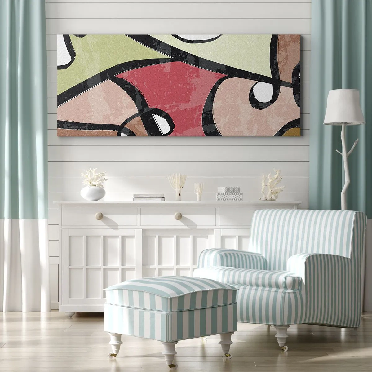 Canvastavla - Bild på duk - Pirouetter bland färger - 100x40 cm