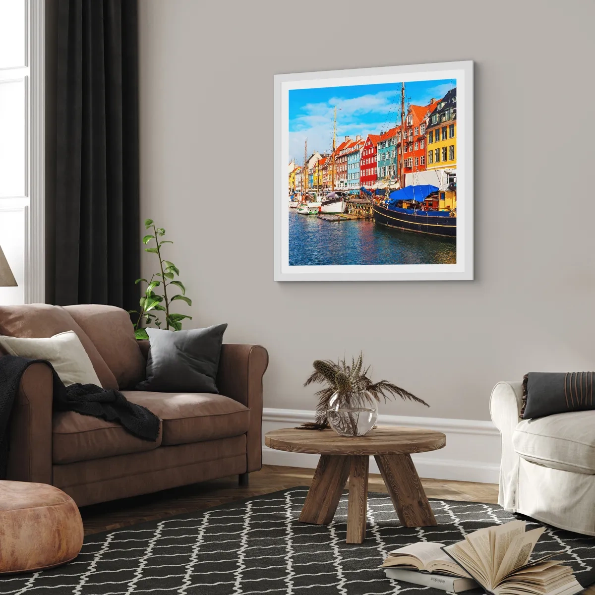 Affisch i vit ram - Glad kaj - 40x40 cm