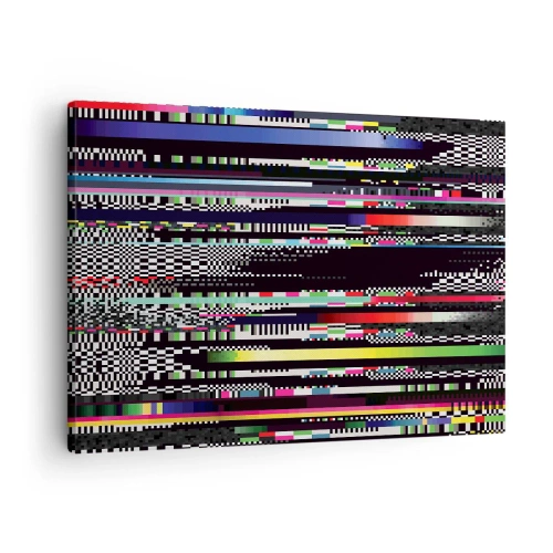 Canvastavla - Bild på duk - Färgglada linjer och pixlar i abstrakt stil - 70x50cm - Verklighetens kontrollbild - Modern väggdekoration för vardagsrum och sovrum ARTTOR