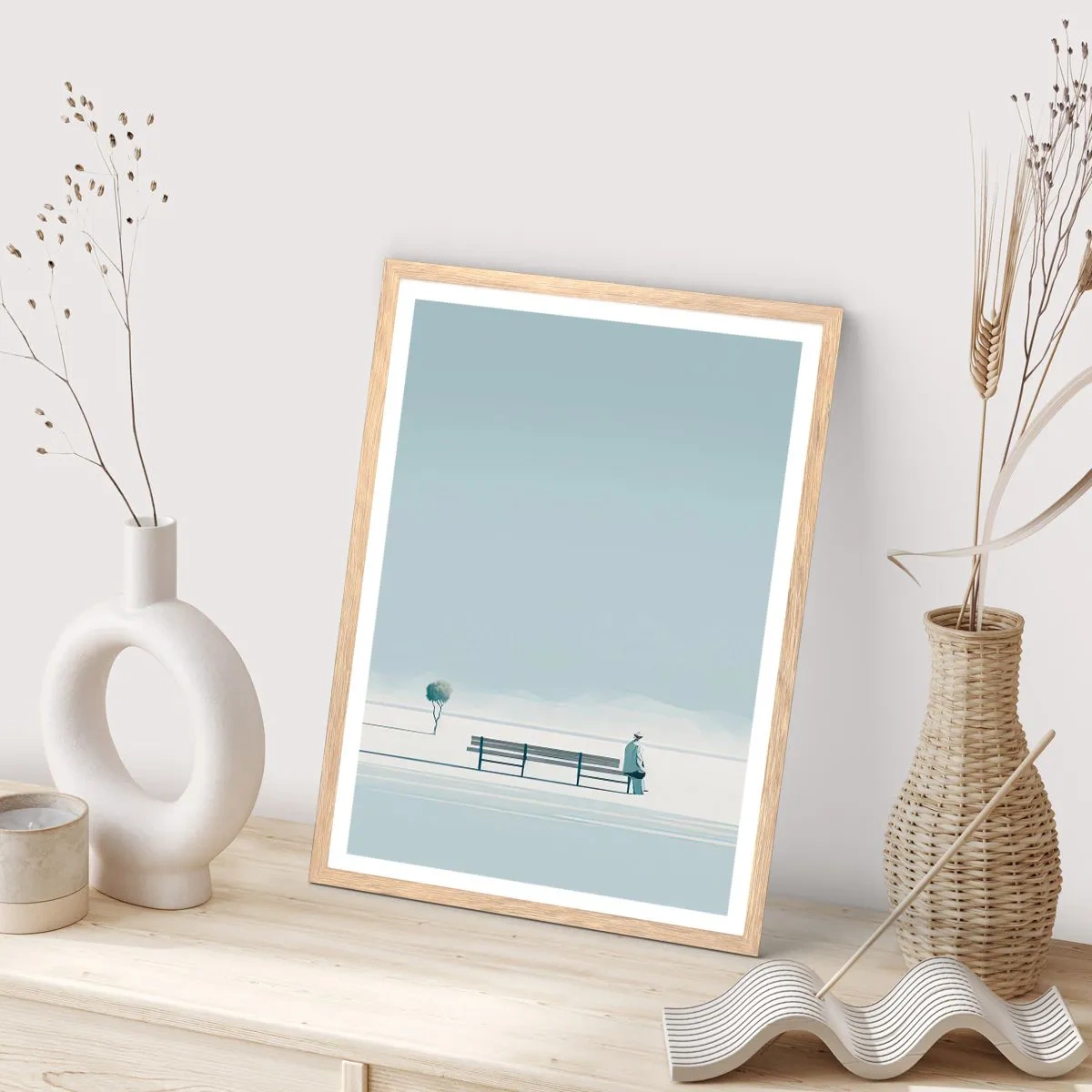 Affisch i ram av ljusek - Ja, jag väntar. - 30x40 cm