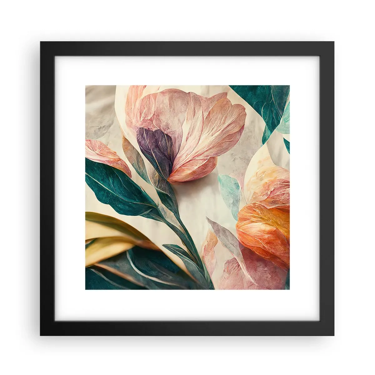 Affisch i svart ram - Blommor av de södra öarna - 30x30 cm