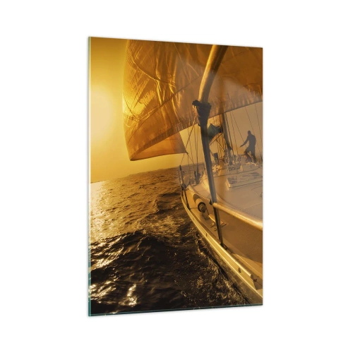 Glastavla - Bild på glas - Gyllene kväll efter en färgrik dag - 50x70 cm