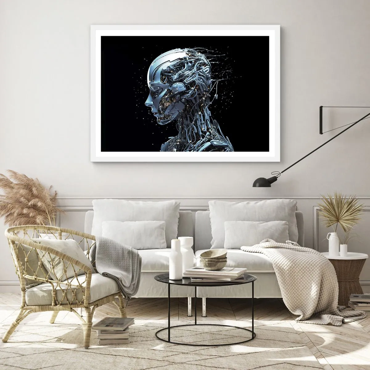 Affisch i vit ram - Teknik är en kvinna - 70x50 cm