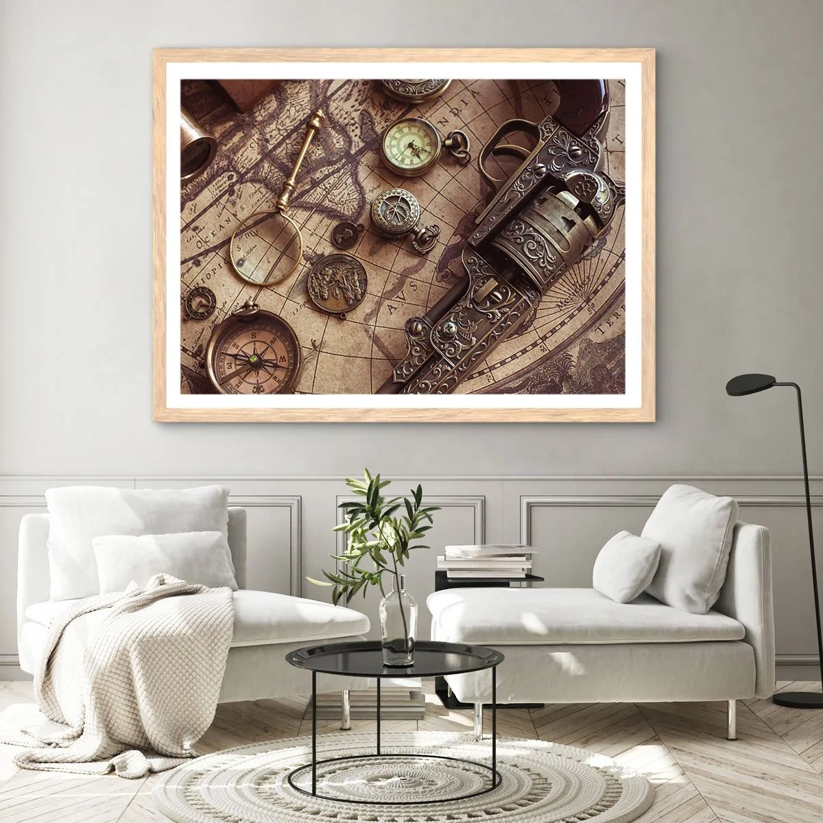 Affisch i ram av ljusek - Äventyret kallar - 100x70 cm