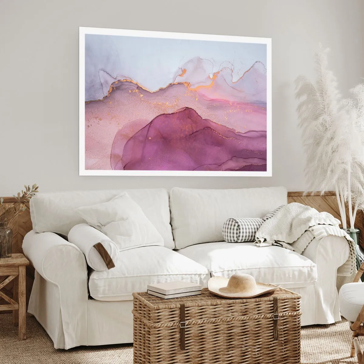 Affisch - Lila och violett vågor - 70x50 cm
