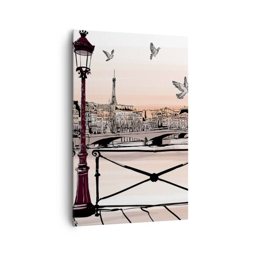 Canvastavla - Bild på duk - Över Paris tak - 80x120 cm
