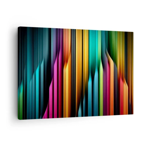 Canvastavla - Bild på duk - Färgglada vertikala linjer skapar en dynamisk abstraktion. - 70x50cm - Lysande orgel - Modern väggdekoration för vardagsrum och sovrum ARTTOR