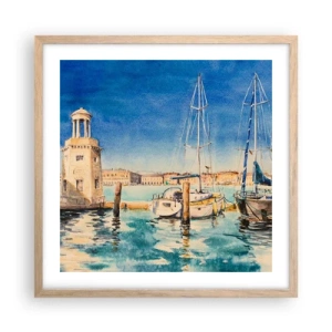 Affisch i ram av ljusek - Solig lagun - 50x50 cm