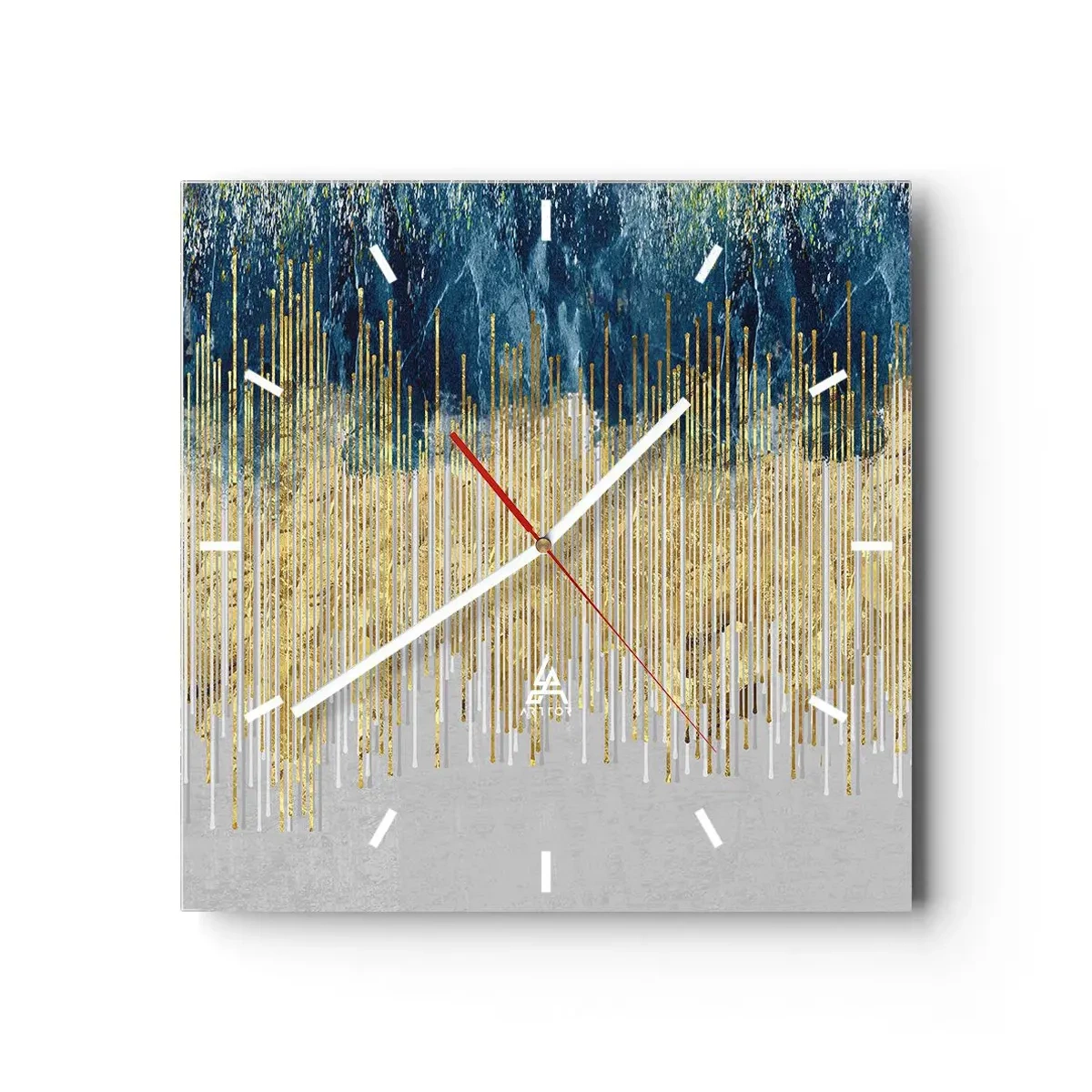 Väggklocka - Klocka på glas - Förgylld gräns - 30x30 cm