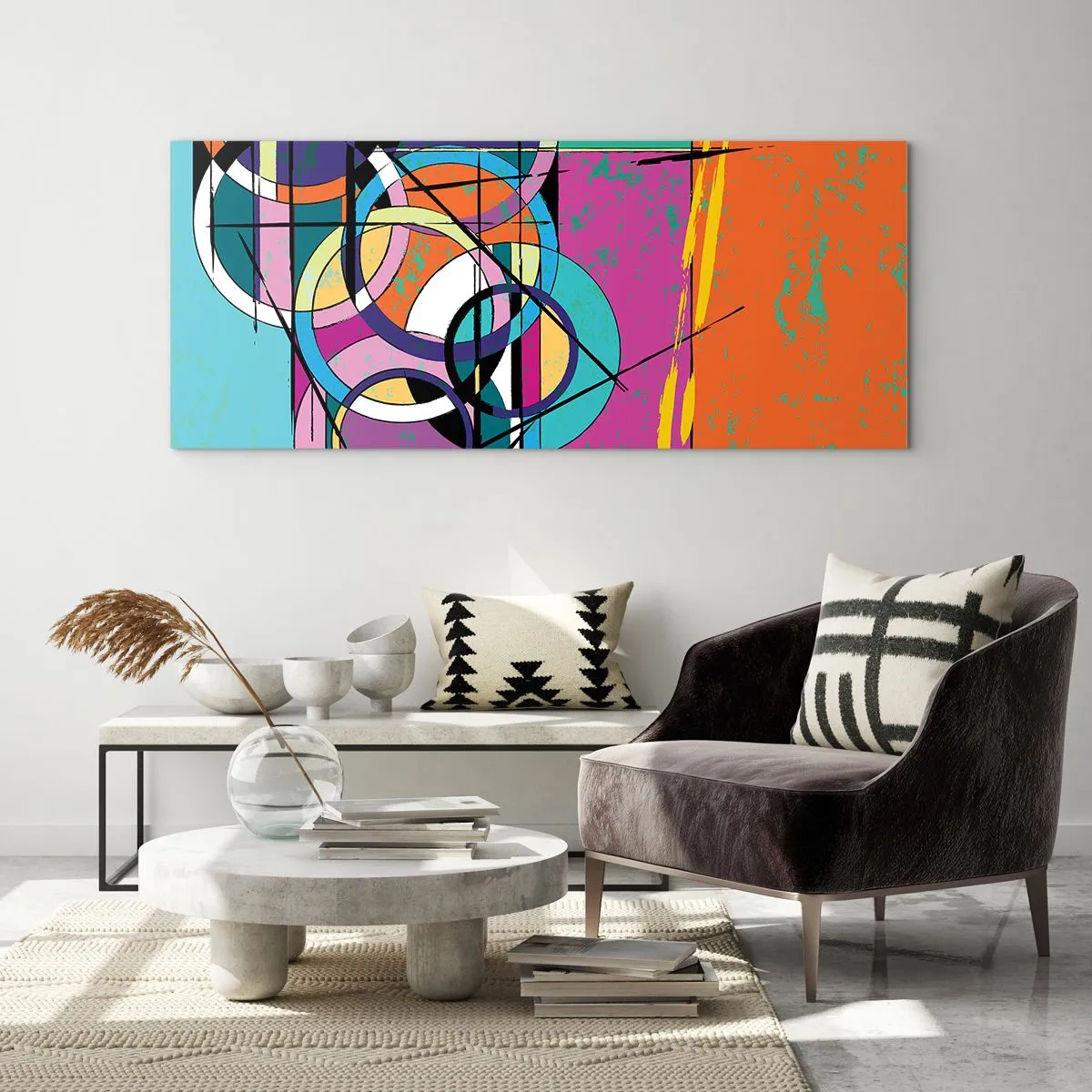 Glastavla - Bild på glas - Hjul efter hjul - 160x50 cm