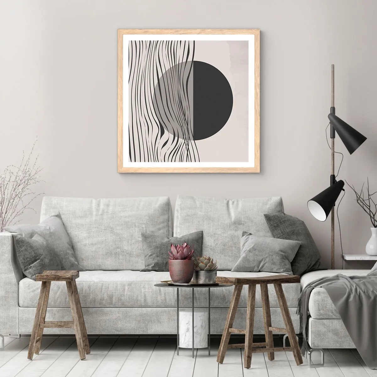 Affisch i ram av ljusek - Halvdan komposition - 60x60 cm