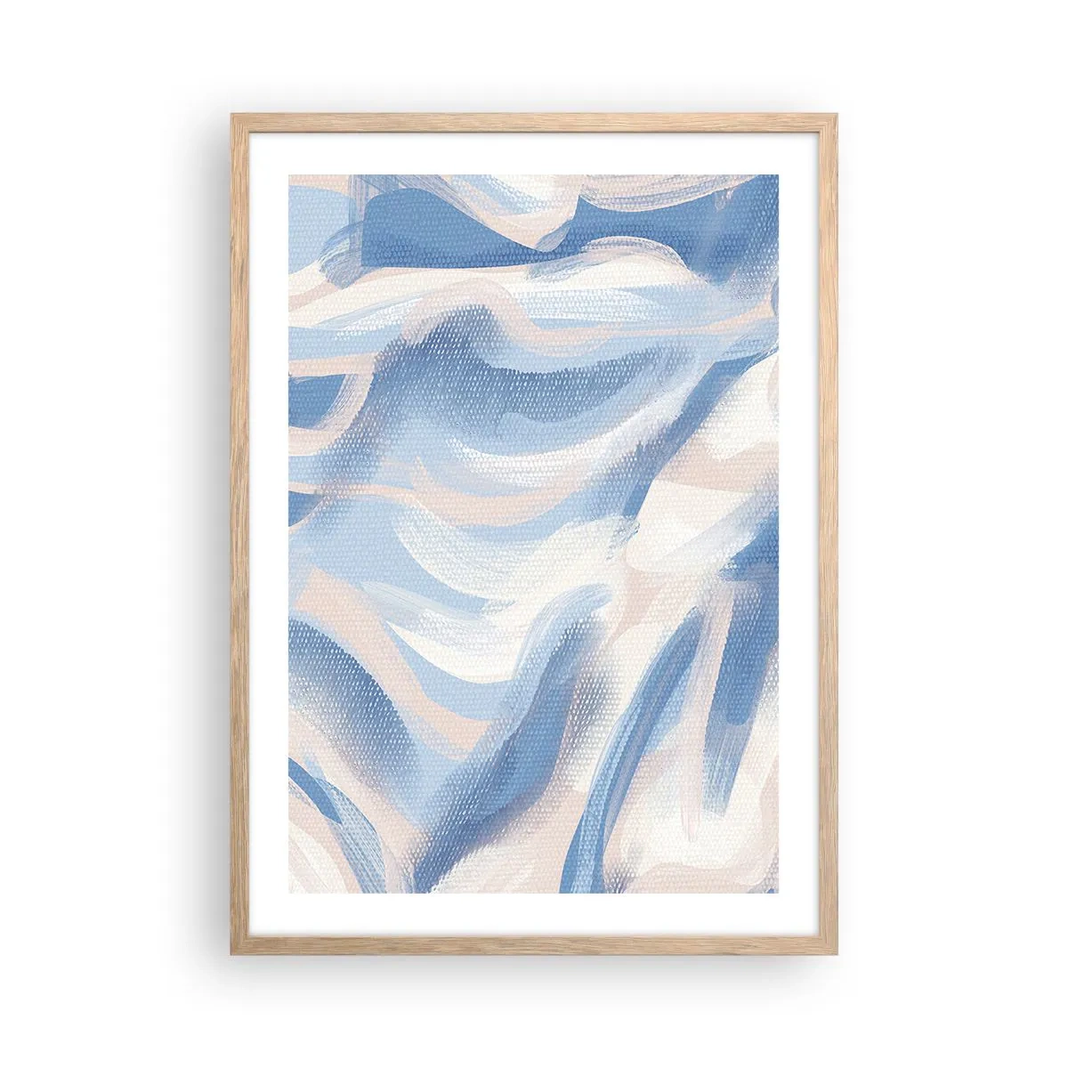 Affisch i ram av ljusek - Blå krusningar - 50x70 cm