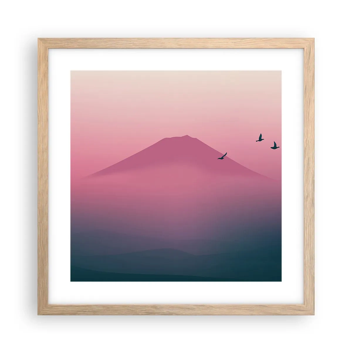 Affisch i ram av ljusek - Vandrare över molnen - 40x40 cm