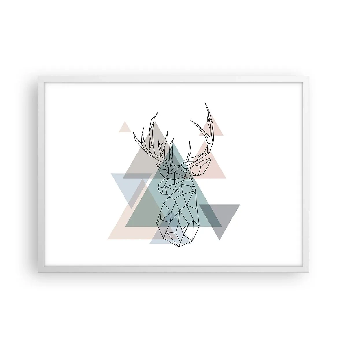 Affisch i vit ram - I en geometrisk skog - 70x50 cm