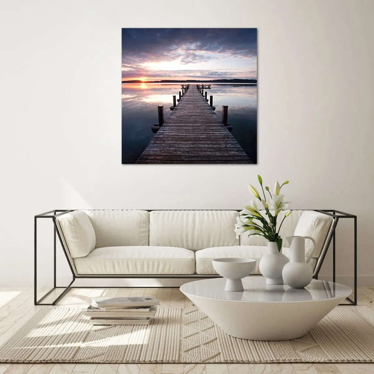 Glastavla - Bild på glas - Den tysta gränsen mellan dag och natt - 60x60 cm