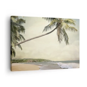 Canvastavla - Bild på duk - En strand med palmer mot bakgrund av ett lugnt hav - 70x50cm - Tropisk dröm - Modern väggdekoration för vardagsrum och sovrum ARTTOR