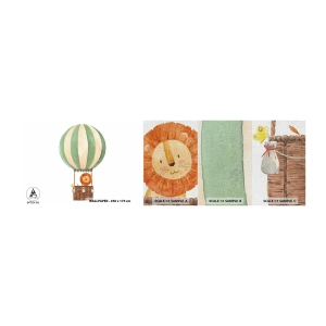 Provbit av fototapet Premium Canvas - Leons resor - Ballong, Lejon, Barns - 100x30 cm