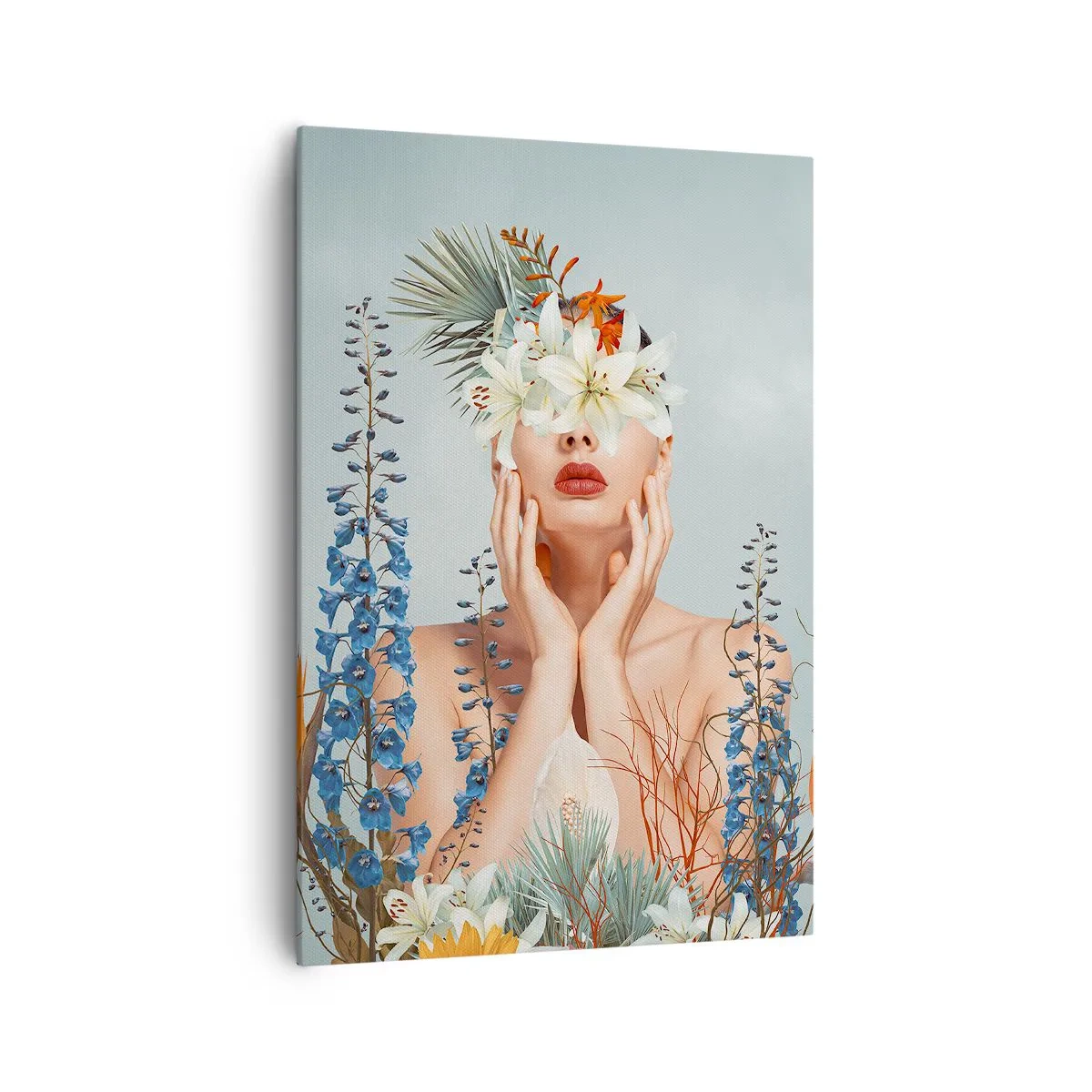 Canvastavla - Bild på duk - Kvinna - blomma - 70x100 cm