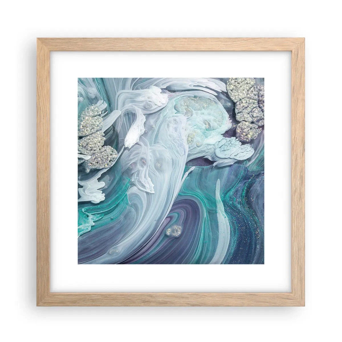 Affisch i ram av ljusek - Blåhetens strömmar - 30x30 cm