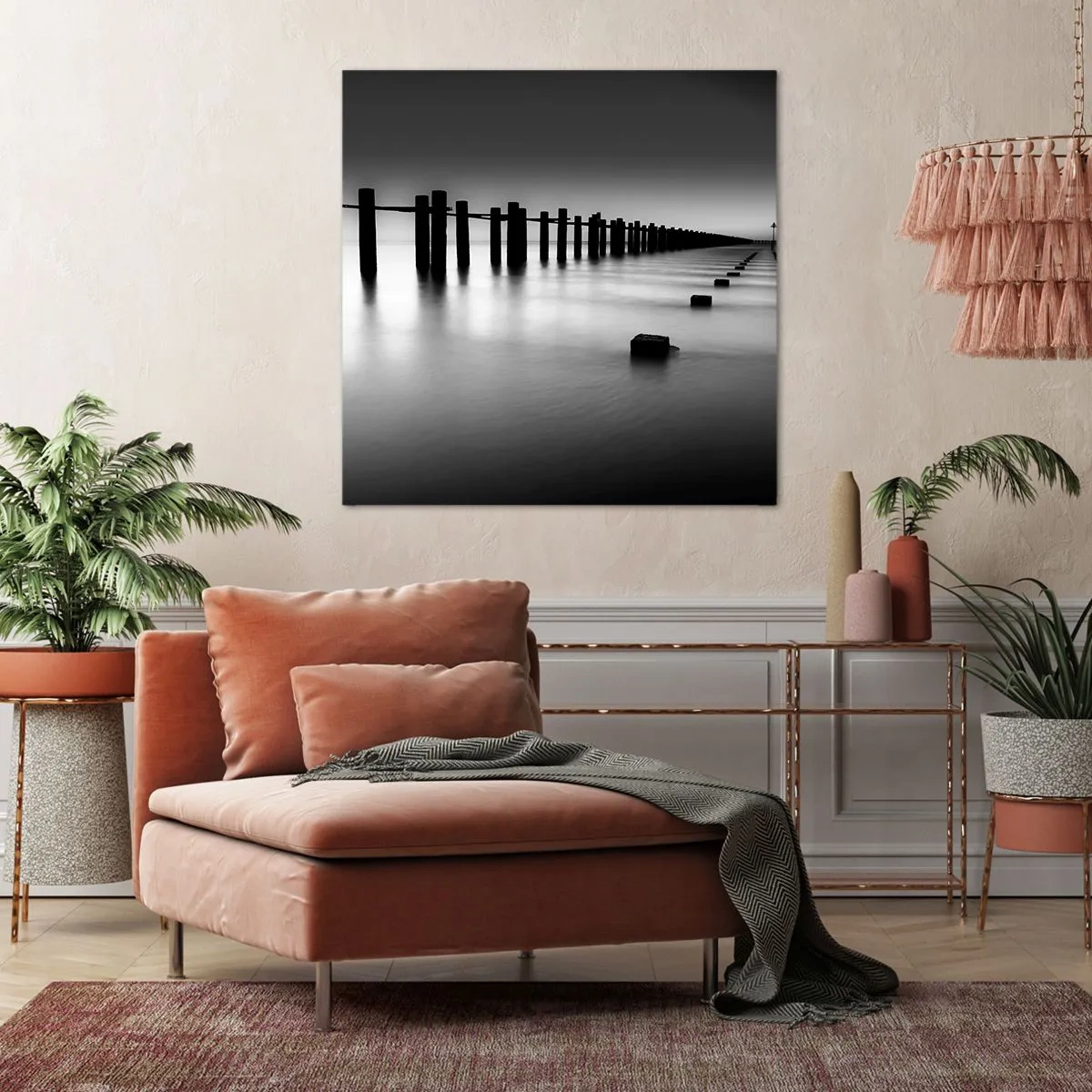 Canvastavla - Bild på duk - Landskap doppat i dimman - 50x50 cm