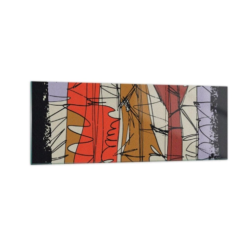 Glastavla - Bild på glas - Spontan komposition - 140x50 cm